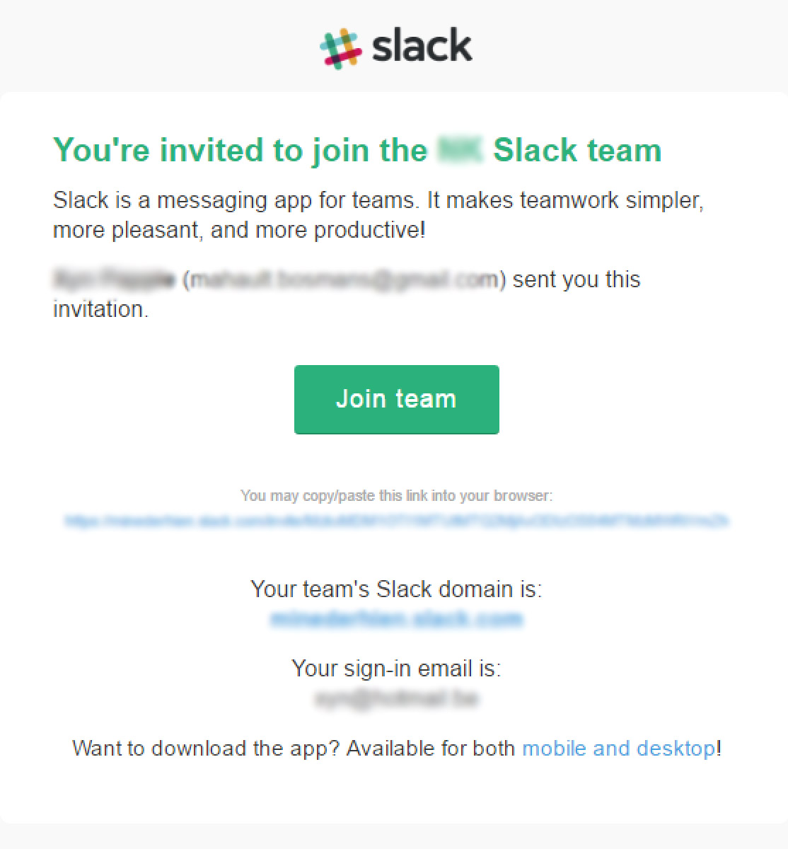 emailing de Slack
